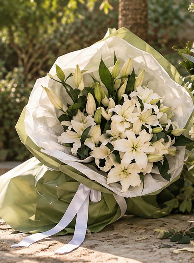 دسته گل لیلیوم سفید اریکا